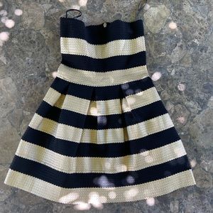 Black and Gold Strapless Bandage Flare Dress NWOT